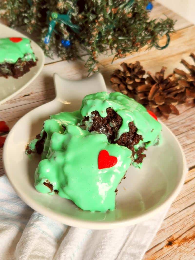 From scratch homemade Grinch brownie recipe