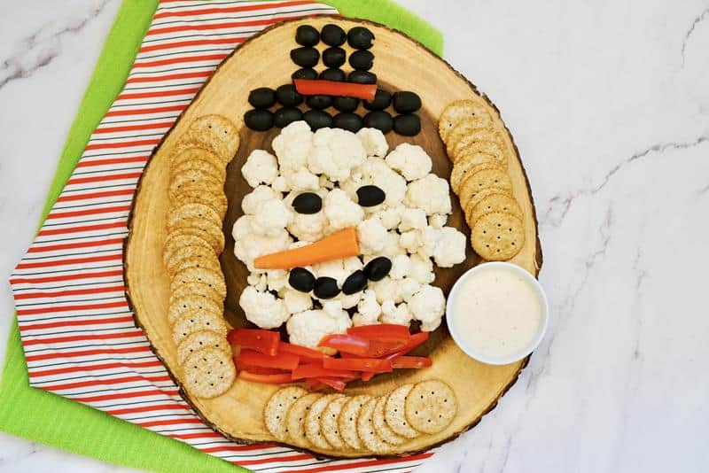 snowman veggie tray with dip