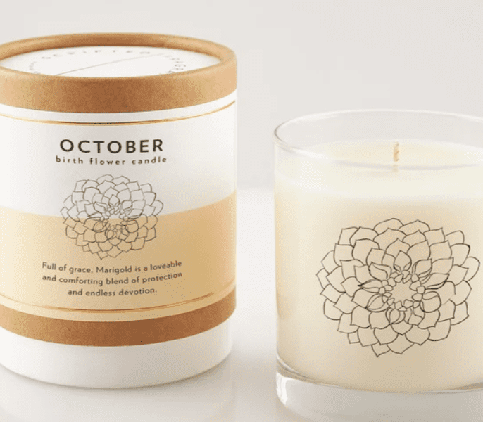 October Birth Month Flower Marigold Soy Candle