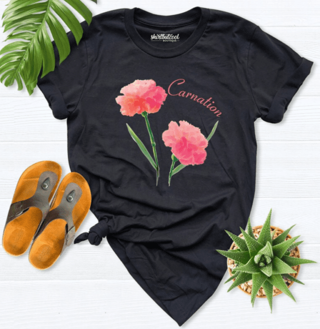 Carnation January birth flower shirt gift ideas