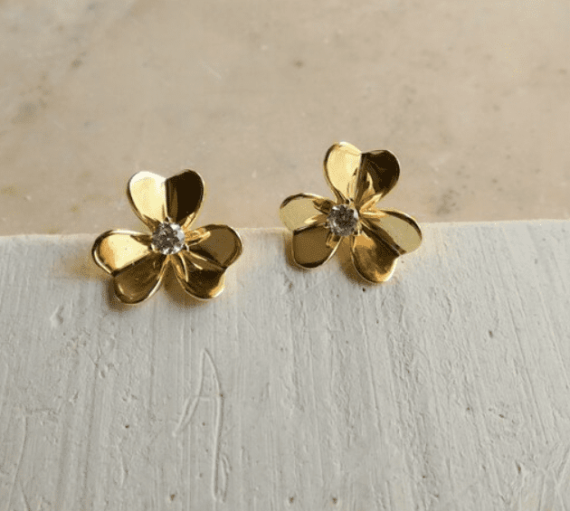 Gold Cosmos Flower Earrings