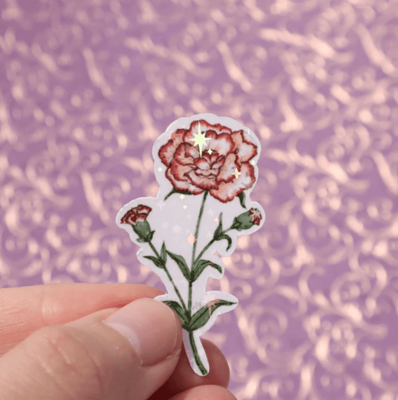 January birth flower carnation die cut sticker