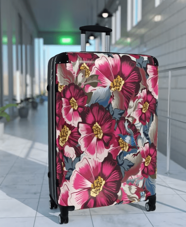 Rustic cosmos floral suitcase