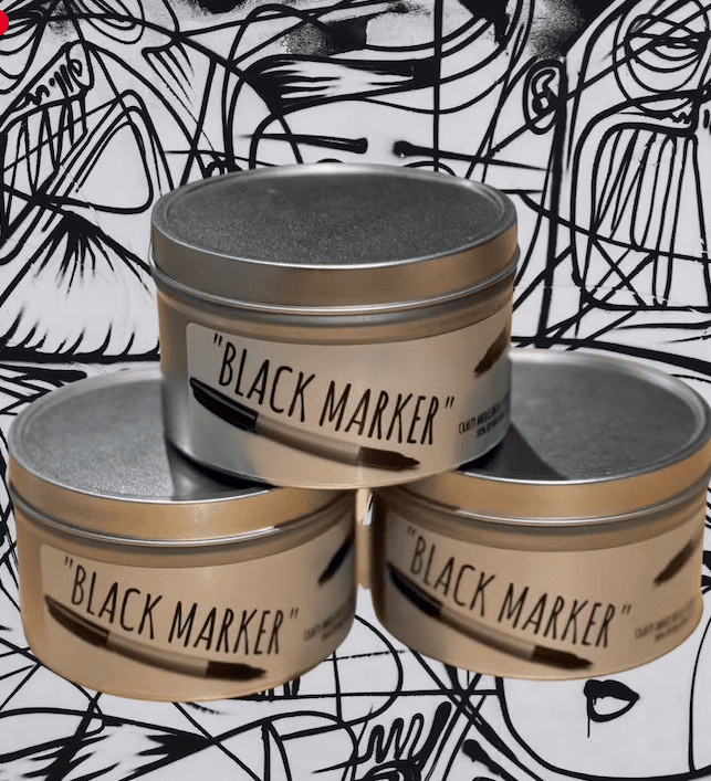 Black marker scented candle