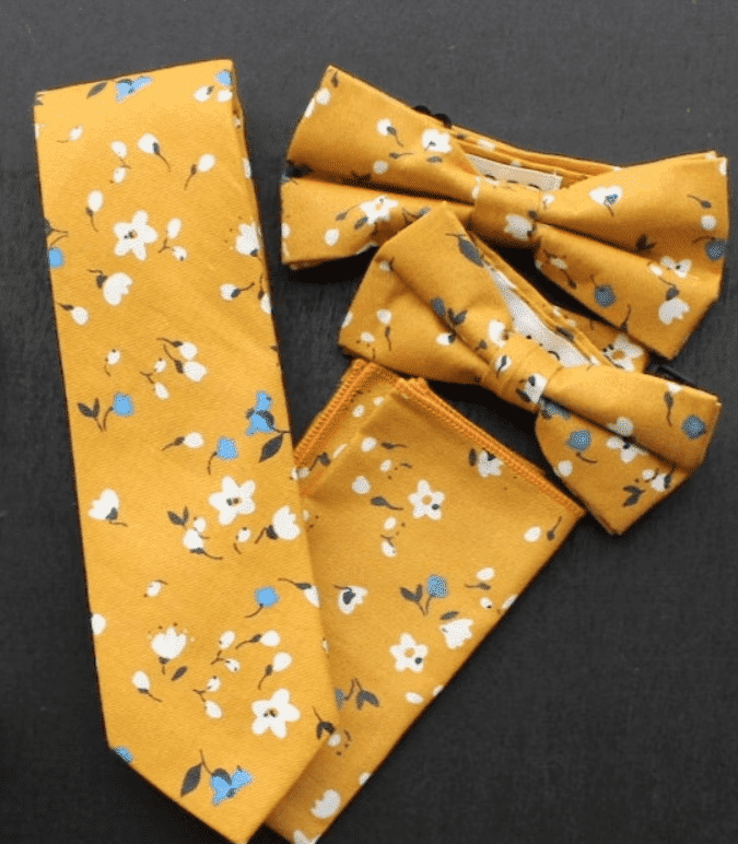 Ember Marigold Yellow Floral Tie set for October