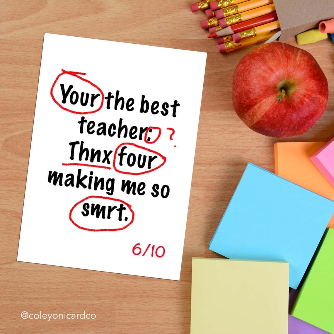 Funny thank you gift card for a male teacher
