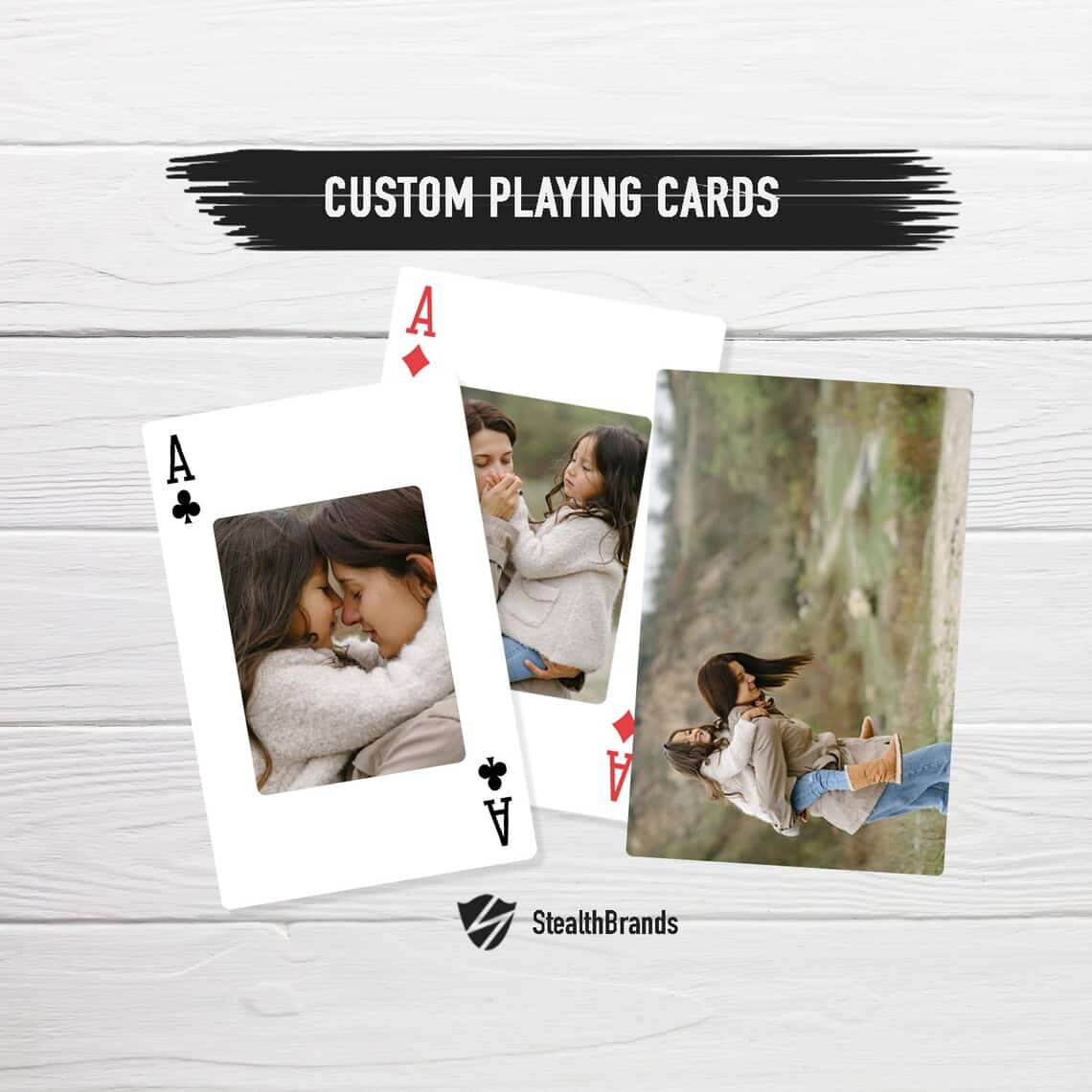 Custom playing cards that can be personalized with your family photos