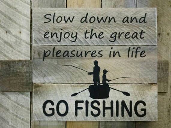 Go fishing wooden sign