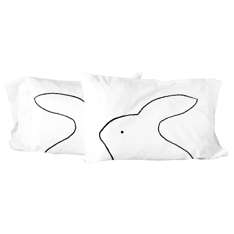 Modern bunny rabbit outline pillow