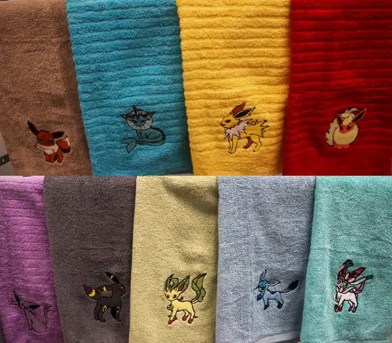 Assorted embroidered pokemon hand towels