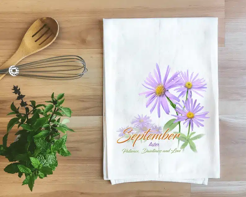 September birthay flower kitchen towel