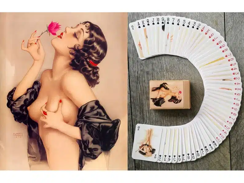 Sexy deck of poker cards with pin-up models