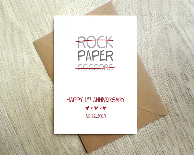 Funny paper 1st anniversary card