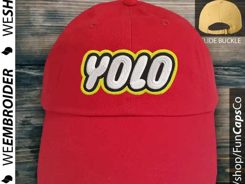 Funny yolo Lego inspired hat for adults