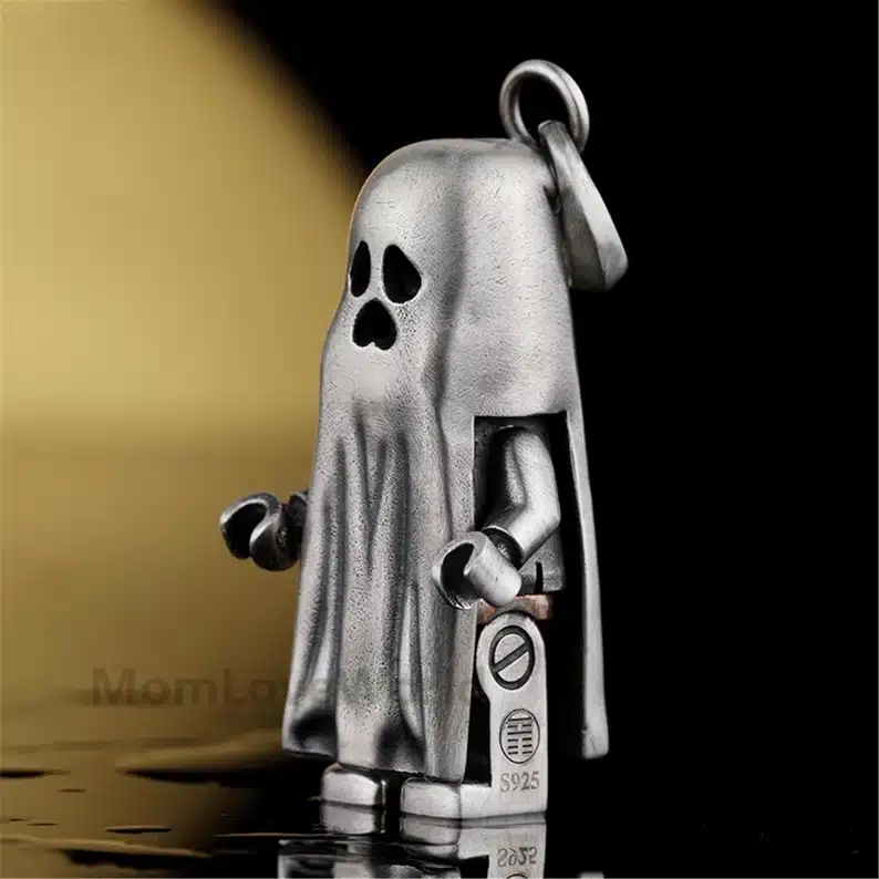 Lego ghost minifigure made from silver