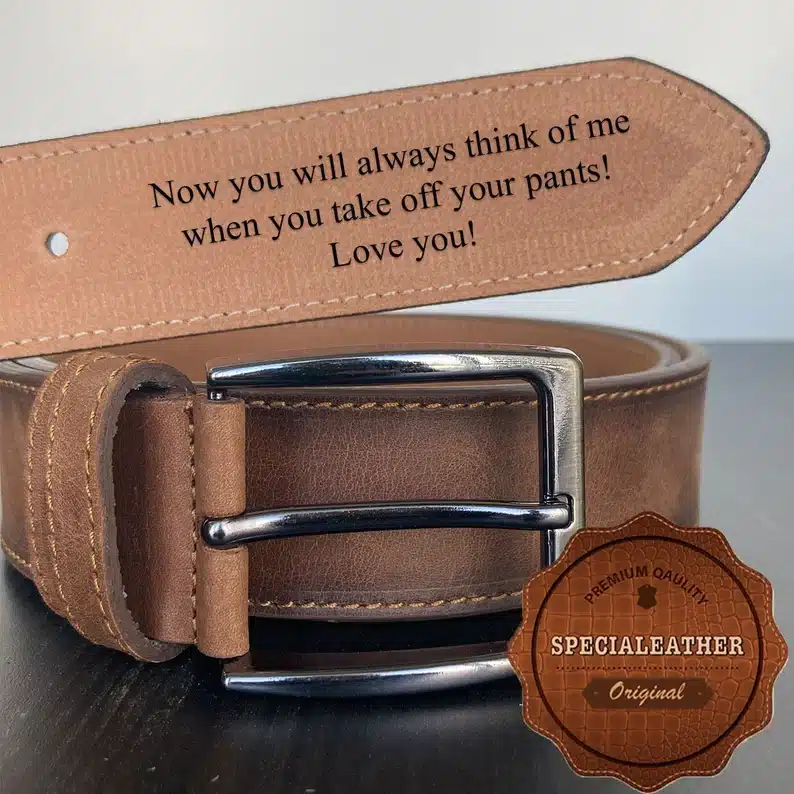 Leather belt with hidden message