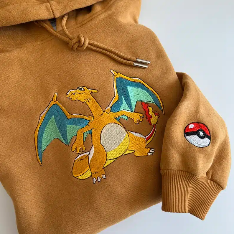 Charizard embroidered pokemon hoodie in adult sizes