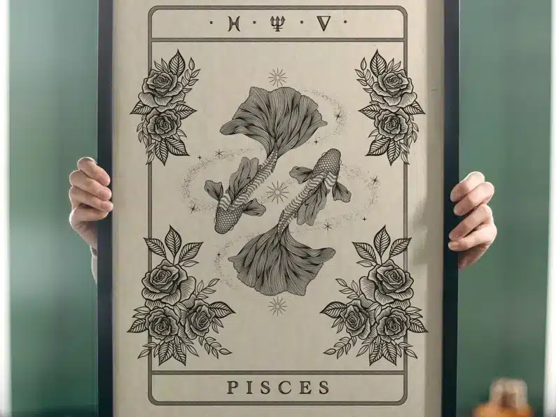 Pisces Tarot Card Art Print gift idea