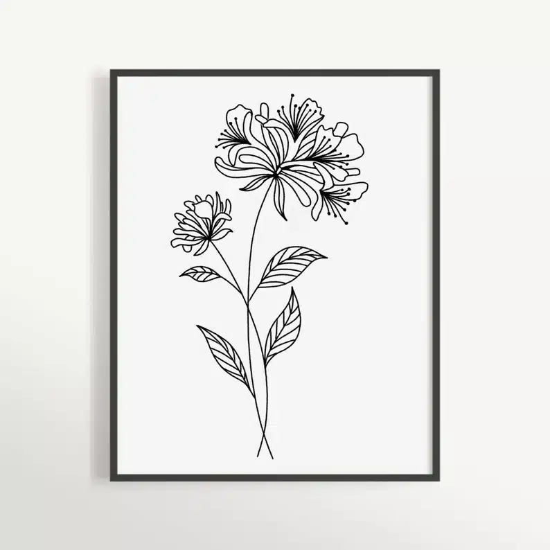 June birth flower honeysuckle art print gift ideas