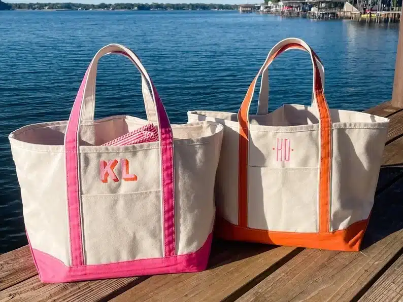 Colorful tote bag with initials