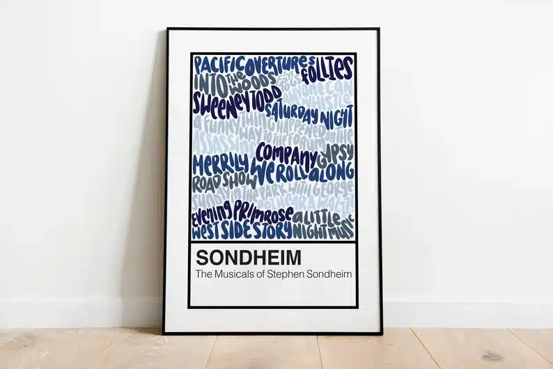 Stephen Sondheim Musicals Hand Lettered Art Print