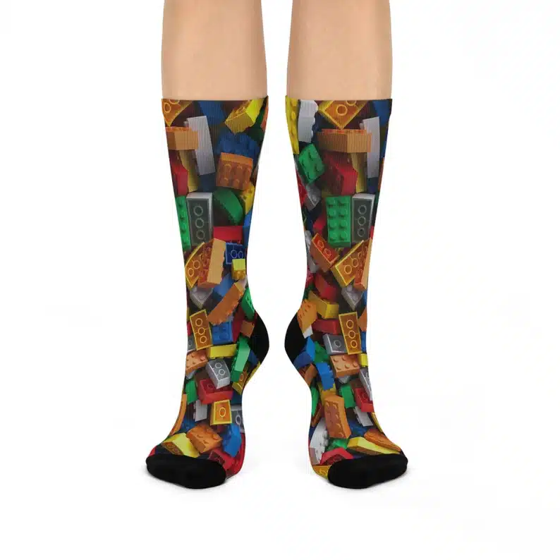 Printed all over lego socks for adults