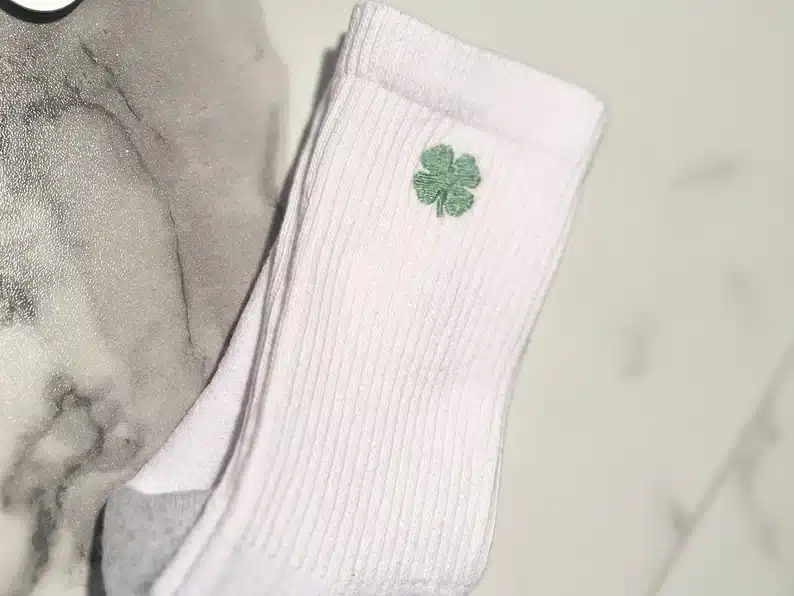 Lucky Clover Embroidered Socks
