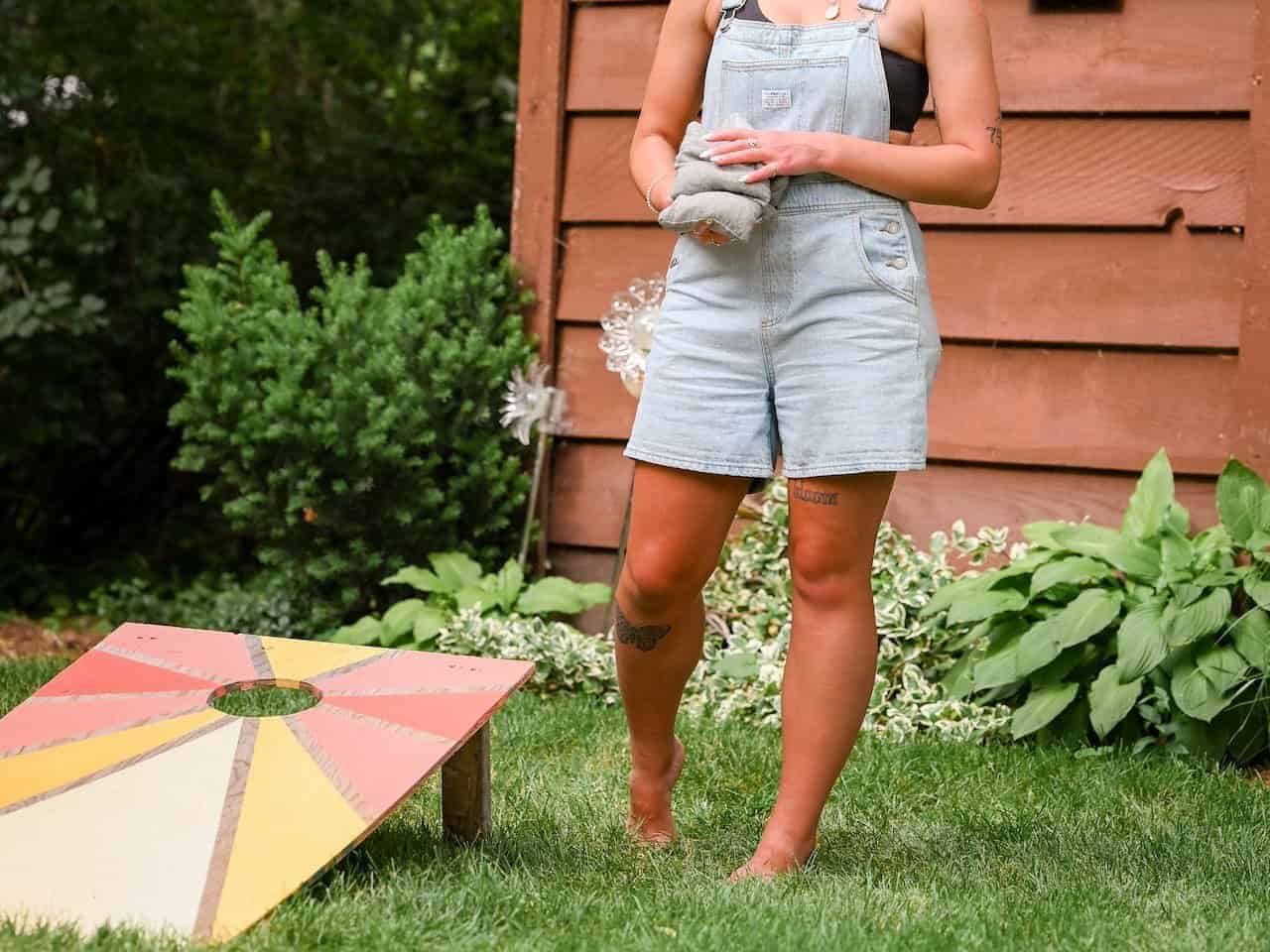 playing bean bag toss