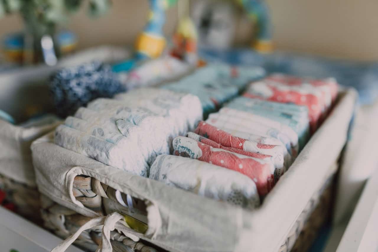 Diapers in a basket