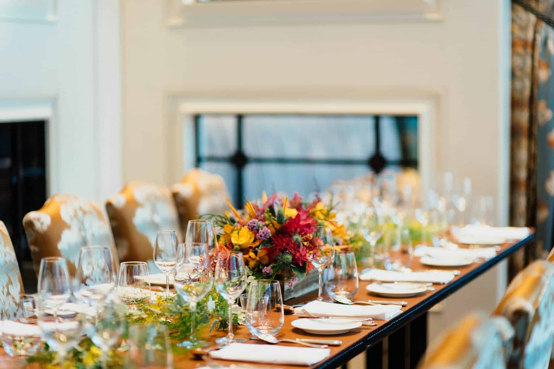 Table with flowers on it