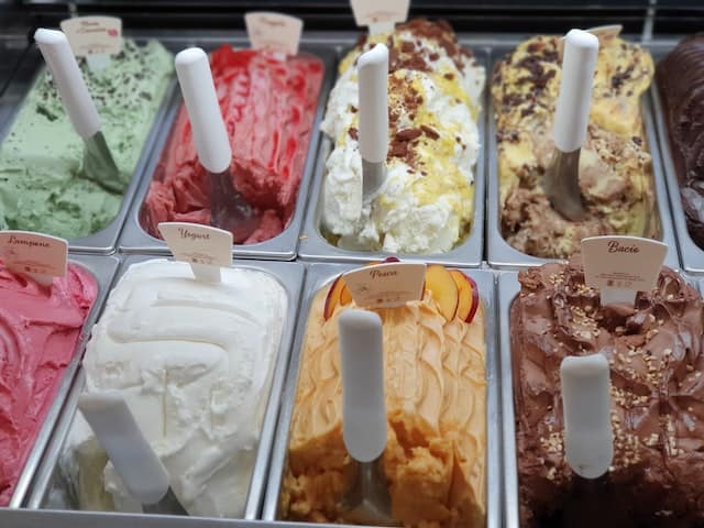 Selection of ice cream flavors