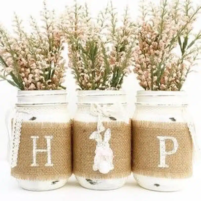 Hop mason jar decorative set with spring florals