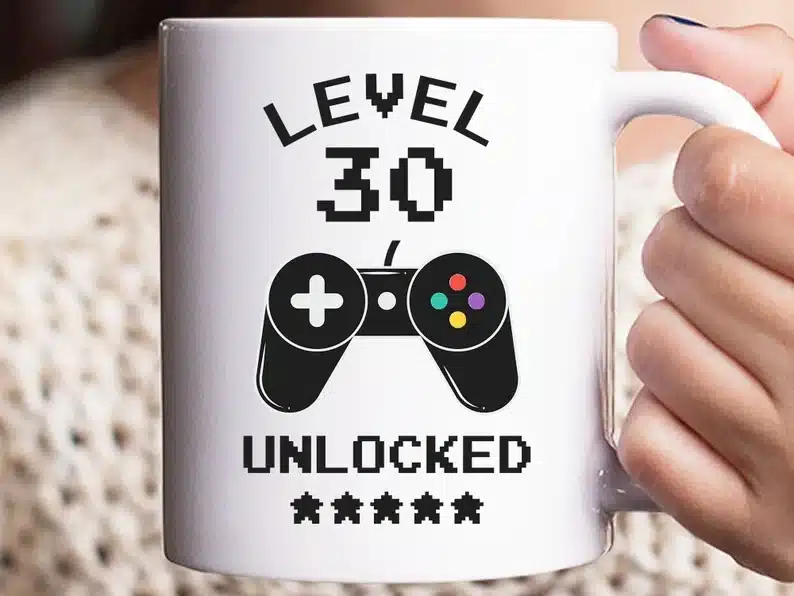 Level 30 gamer coffee mug
