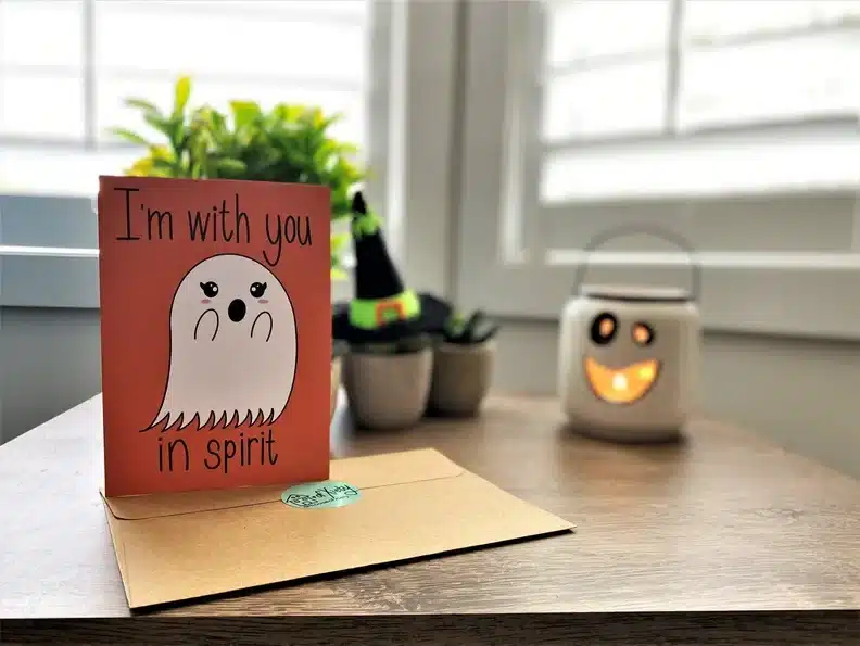 Cute I'm with you in spirit ghost card for your internet friends