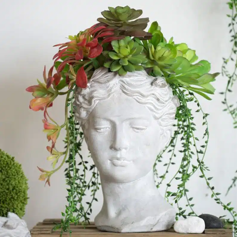 Greek Goddess bust head Planter