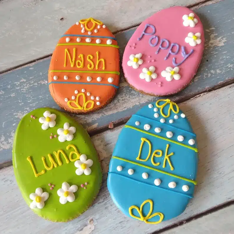 Personalized Easter egg cookies for dogs