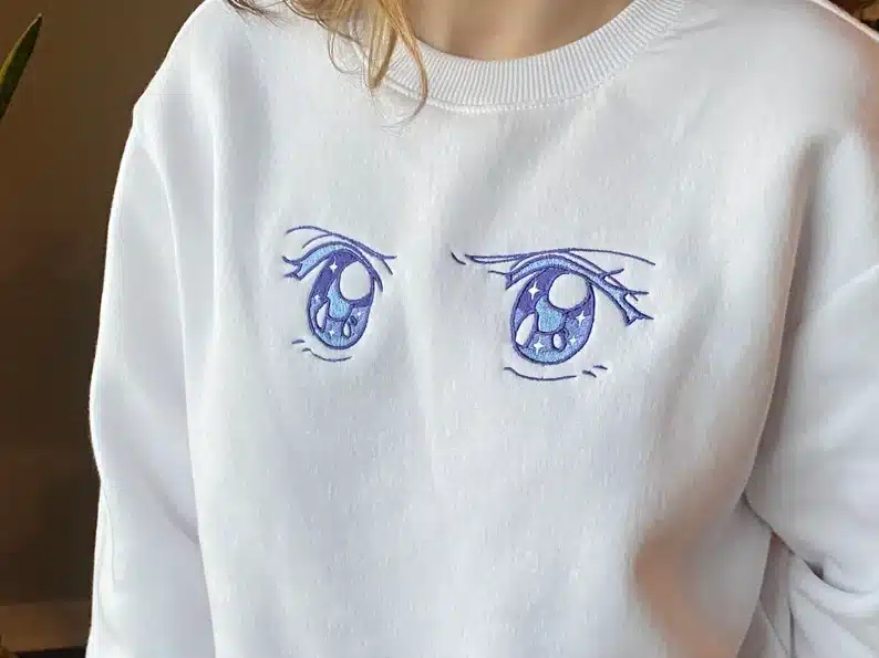 Anime starry eyes embordered sweatshirt