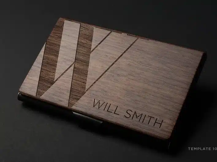 personalized Walnut Wooden business card holder