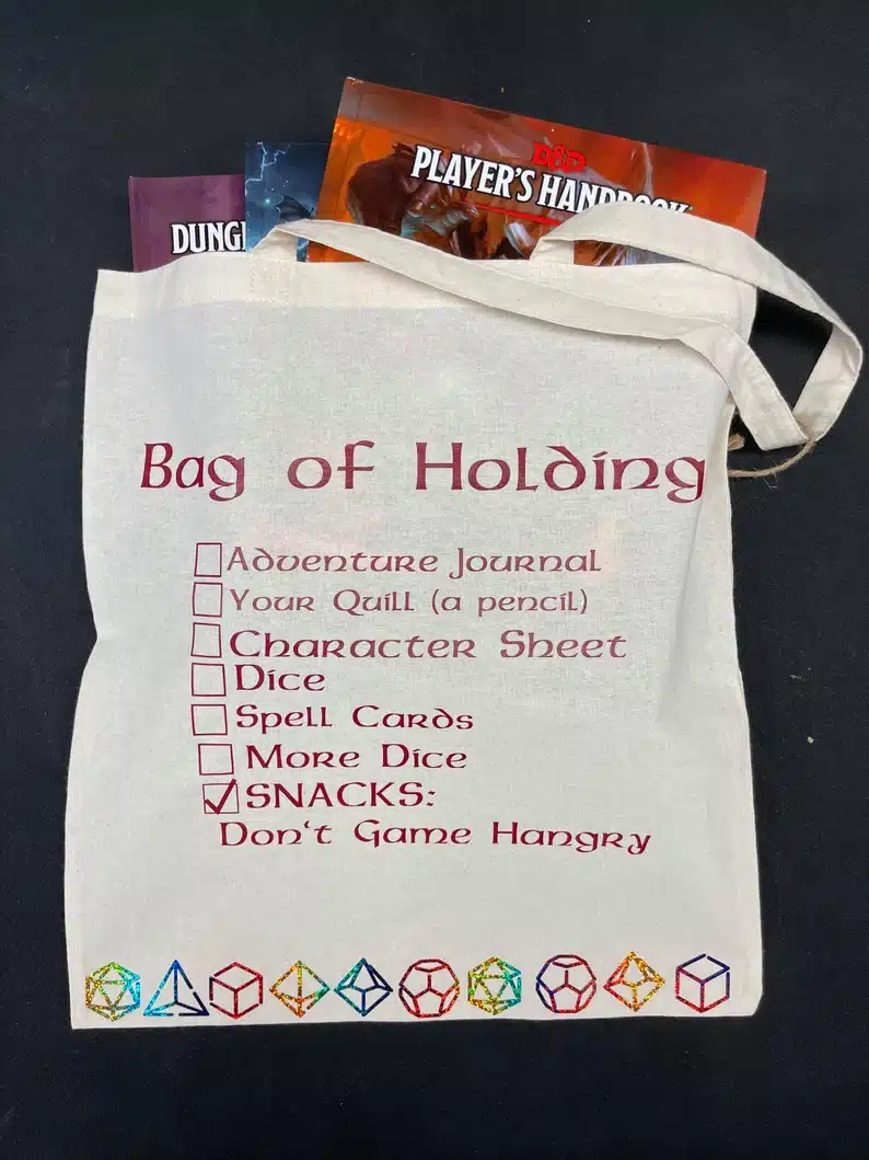 D&D bag of holding tote bag gift idea