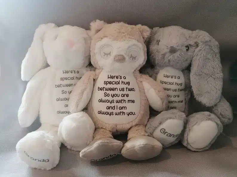 Personalized memorial stuffed animal for a mother who lost a child