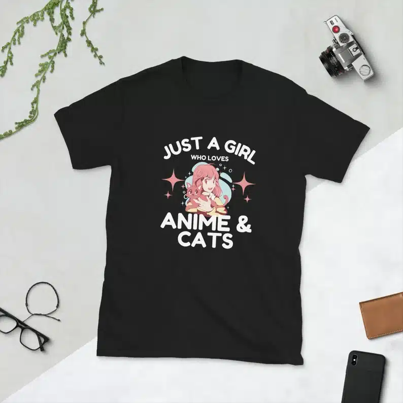 Just a girl who loves anime and cats t-shirt