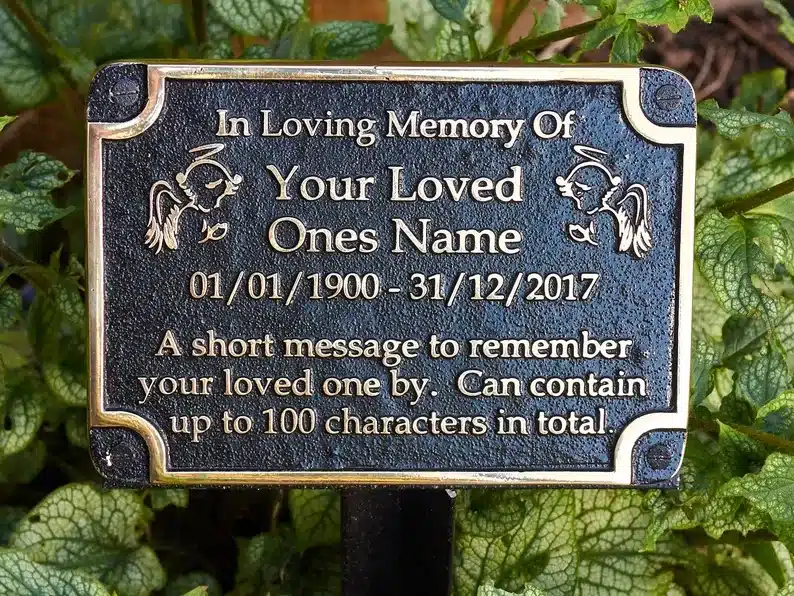 Memorial plaque sympathy gift ideas for loss of mother to display outdoors