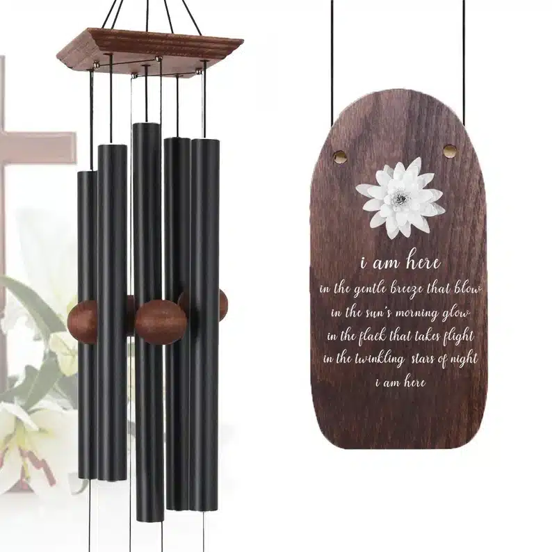 Customizable memorial wooden wind chime for the loss of a mother