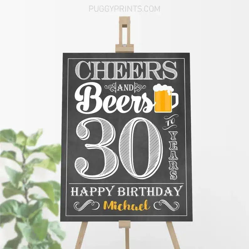 Customized beers and 30 years sign