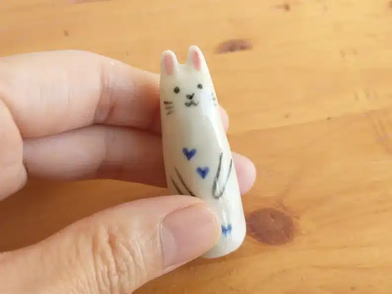 Cute ceramic bunny ring holder