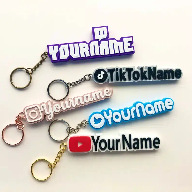 Personalized social media username keychain assorted