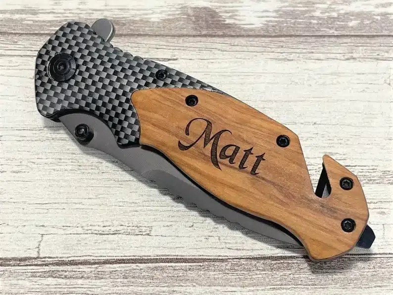 Personalized knife with dad's name on it