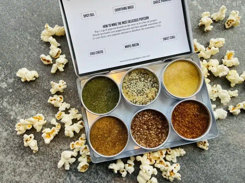 Six pack of popcorn seasoning sampler. 