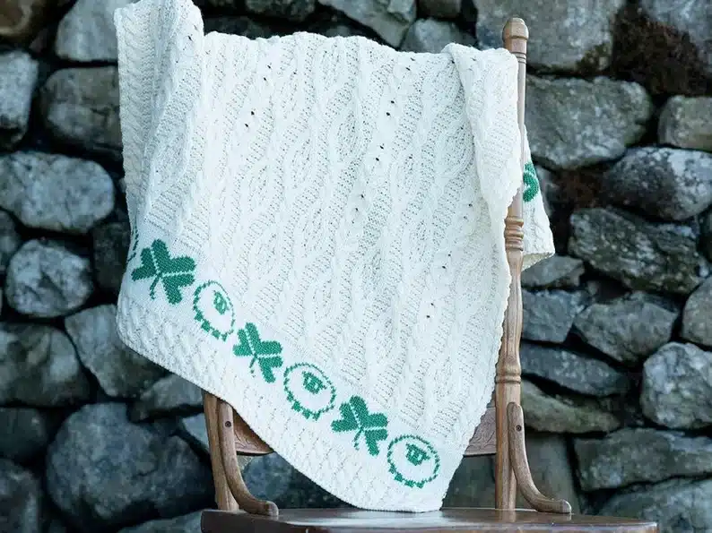 Irish Aran Pattern Blanket made of wool
