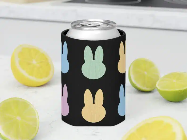 Easter Gifts for Diabetics: Black can cover with colorful Easter bunny heads all ober it. 